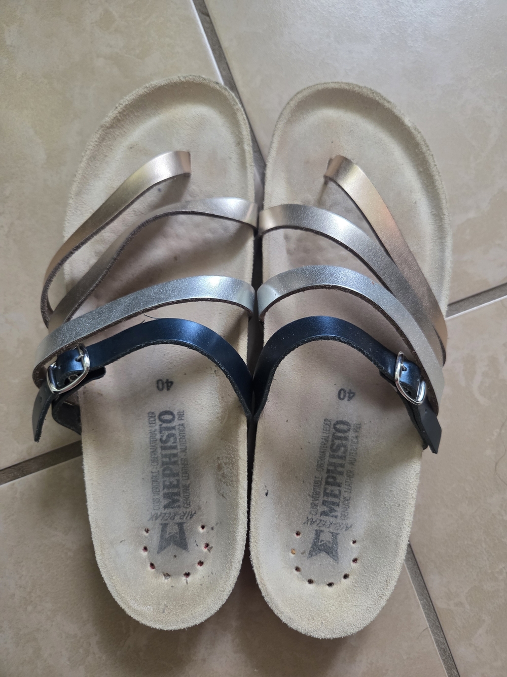 Mephisto Metallic Multi-Strap Sandals